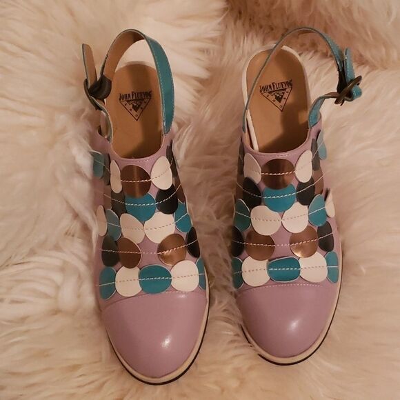 𝅺john Fluevog ATTIC TZIPORAH SLINGBACK WITH APPLIQUÉ size 11 - Picture 5 of 12